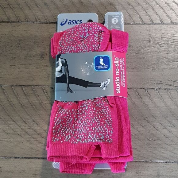 Asics Womens Performance Sport Fashion Pink Knee High Toeless No-Slip Socks NWT - Picture 1 of 8